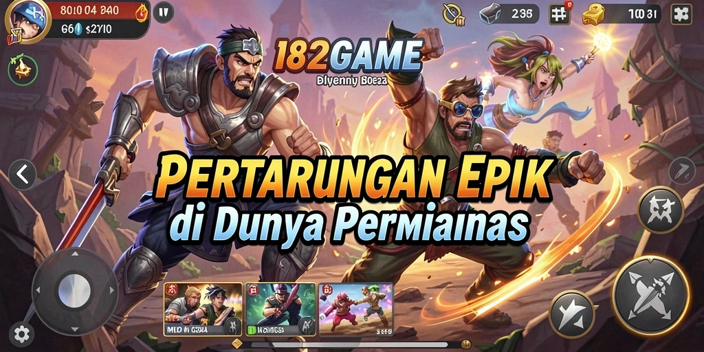 Tangkapan layar utama 182GAME menampilkan aksi bertarung yang seru.