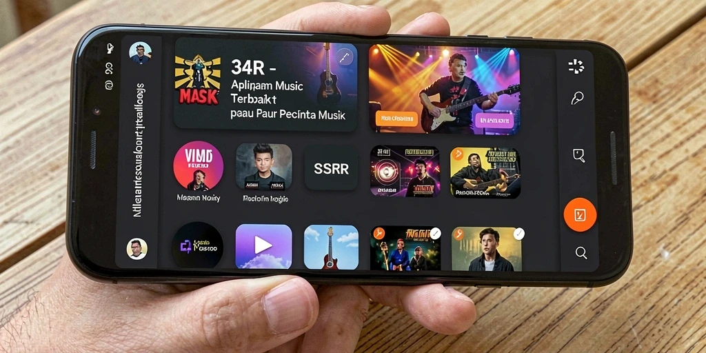 Tampilan gameplay 34R dengan antarmuka intuitif aplikasi Music.