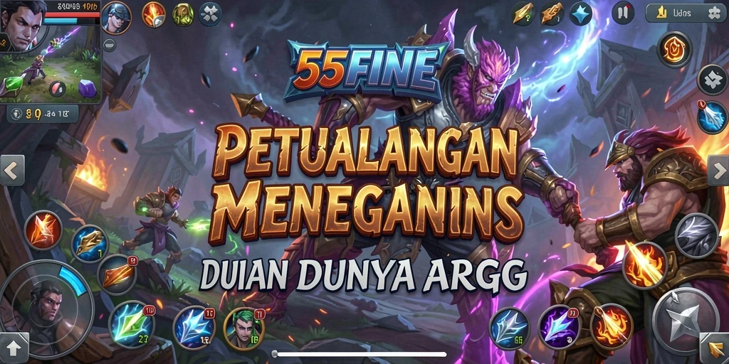 Screenshot utama menunjukkan aksi seru dalam pertempuran di 55FIVE.