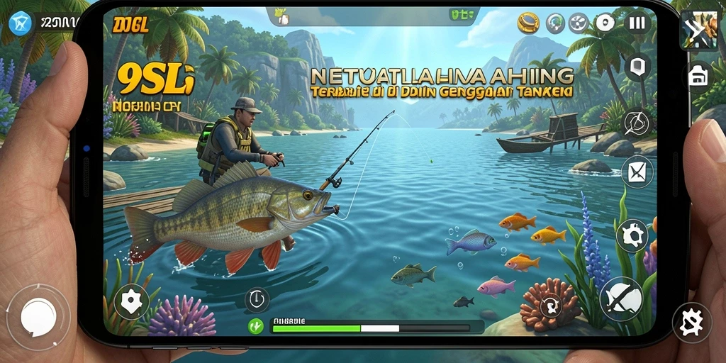 Tampilan permainan 9SL dengan suasana memancing yang indah.