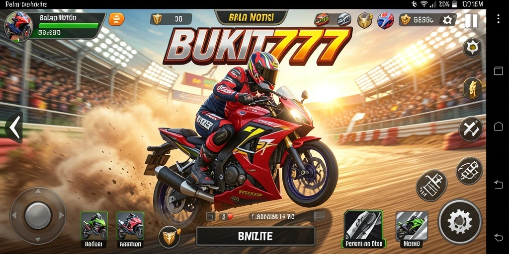 Gameplay seru balap motor di BUKIT777 dengan lintasan menantang.