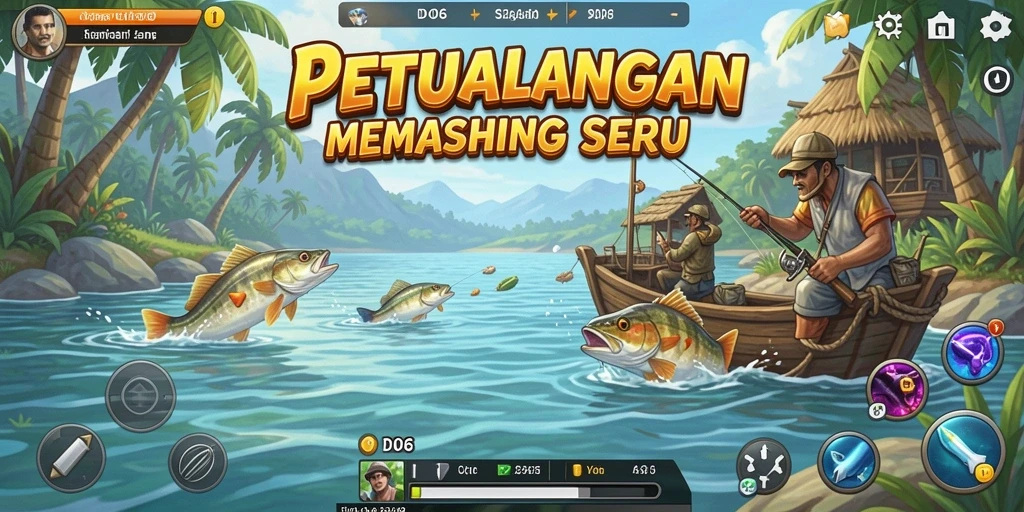 Gameplay D06 yang menampilkan aksi memancing seru di lokasi indah.