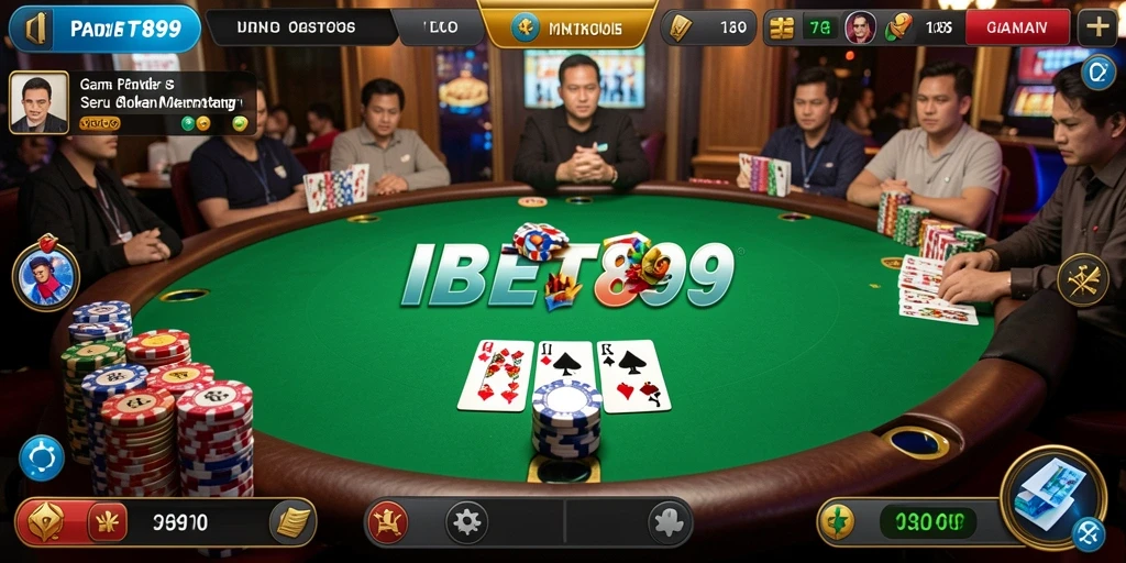 Tampilan gameplay IBET899 yang seru dan dinamis saat bermain Poker.