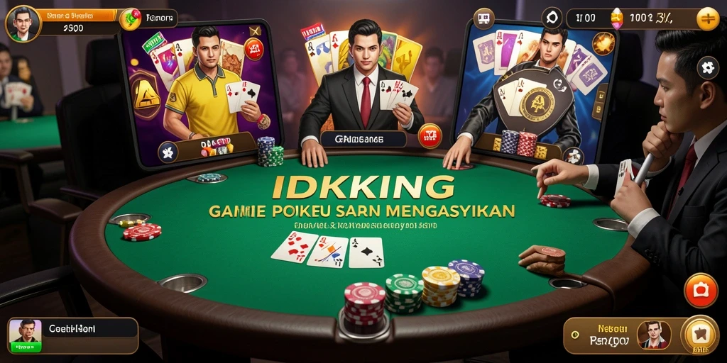 Tampilan menarik dari gameplay IDRKING yang penuh aksi Poker.