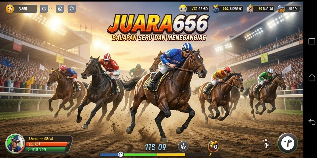 Tampilan gameplay JUARA666 yang mendebarkan dengan balapan seru.