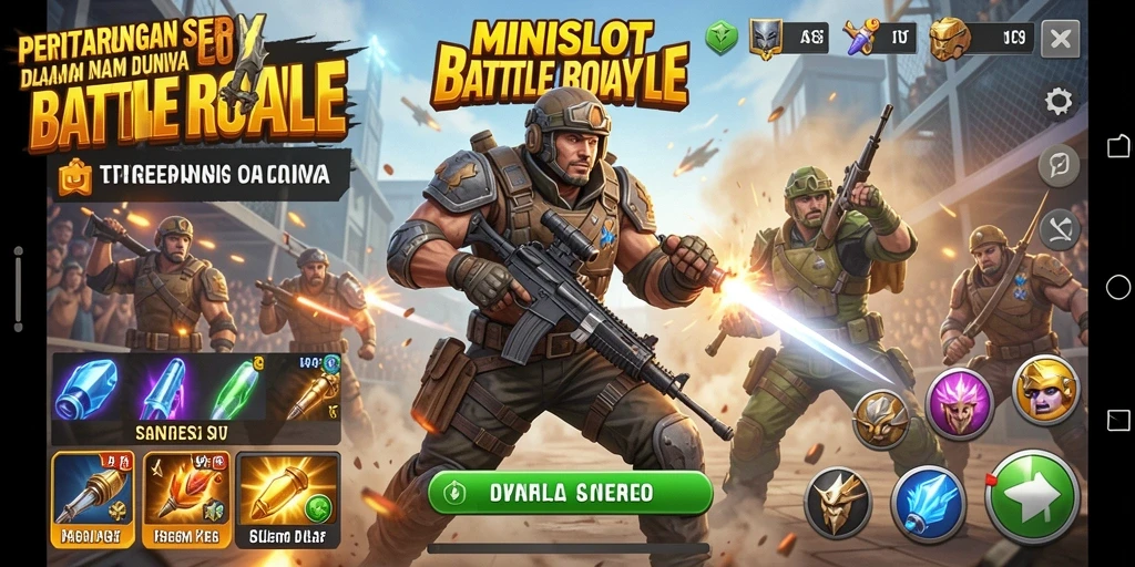 Screenshot gameplay seru dari MINISLOT dalam action Battle Royale.
