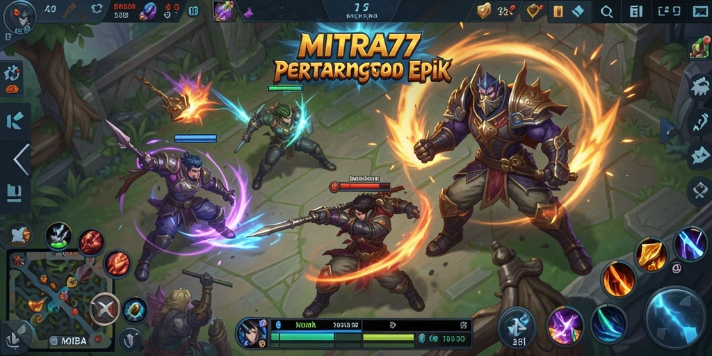 Screenshot gameplay <strong>MITRA77</strong> menunjukkan aksi seru dalam pertarungan tim.