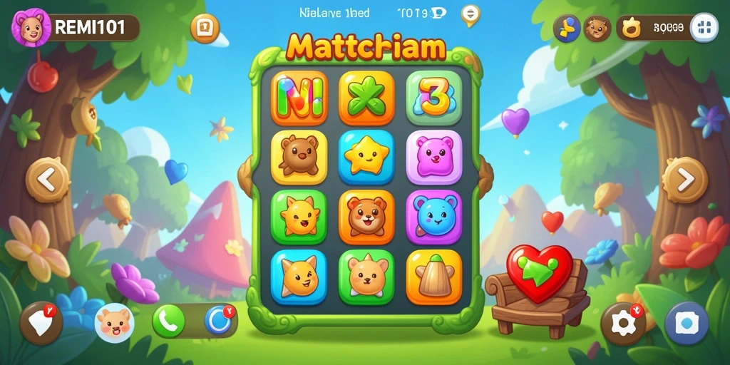 Tampilan gameplay REMI101 yang mengasyikkan dalam kategori Match-3.