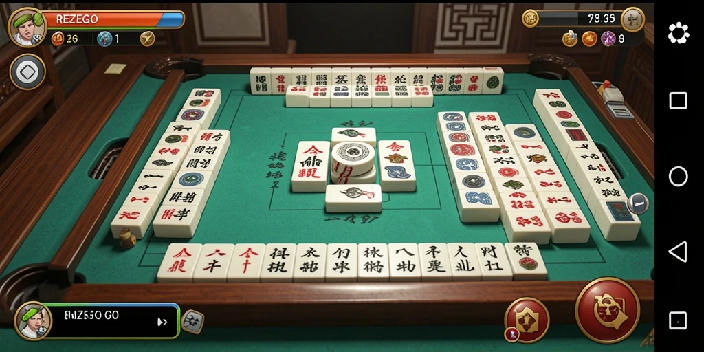 Tampilan gameplay REZEGO yang seru dalam permainan Mahjong.