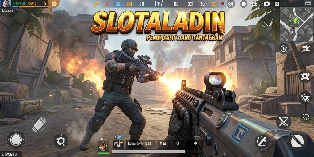 Screenshot gameplay SLOTALADIN menampilkan aksi pertempuran yang menegangkan.