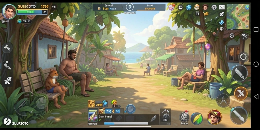 Tampilan gameplay SUBURTOTO dengan pencapaian menarik.